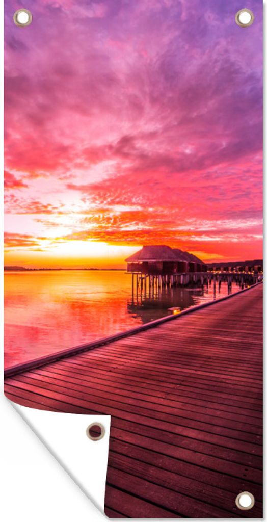 MuchoWow 30x60 cm Outdoor-Poster Gartendeko Sichtschutz Garten Poster für den Garten Meer - Farben - Sonne