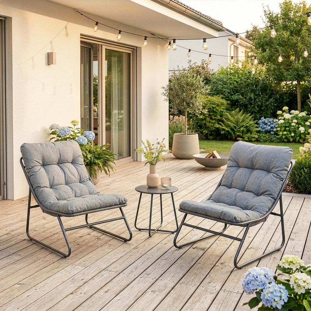 Loungeset 'Malmö' 3-tlg. outdoor Couchtisch mit 2 Sesseln Produktbild 