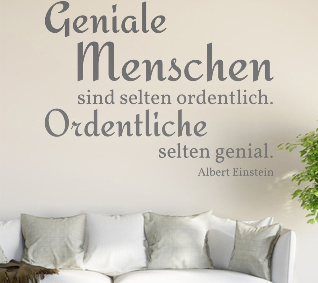 Geniale Menschen sind selten ordentlich... Wandtattoo in 6 Größen - Wandaufkleber Wall Sticker - Dekoration, Küche, Wohnzimmer, Schlafzimmer, Ba...