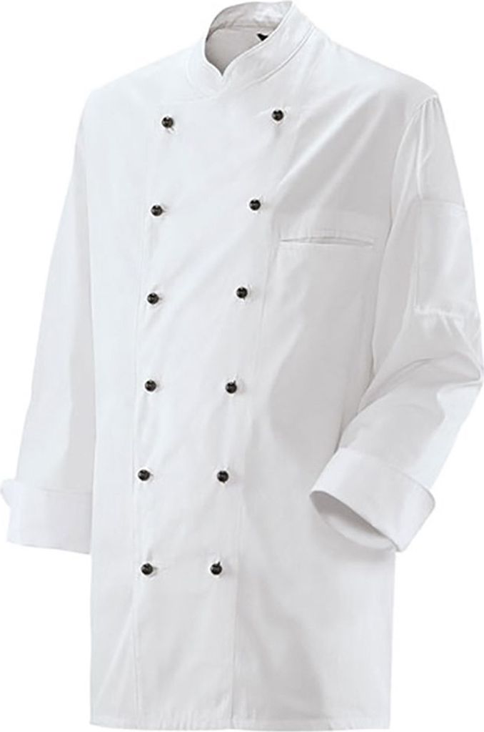Kochjacke langarm, 2-reihig, Stehkragen, weiß