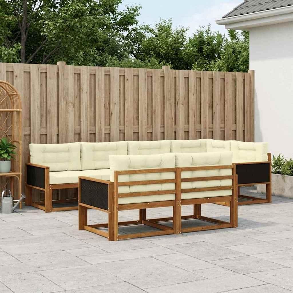 Möbel Outdoor-Sofagarnitur mit Kissen 7 pcs Natur und CremeGartensofas - Gartensofas c908