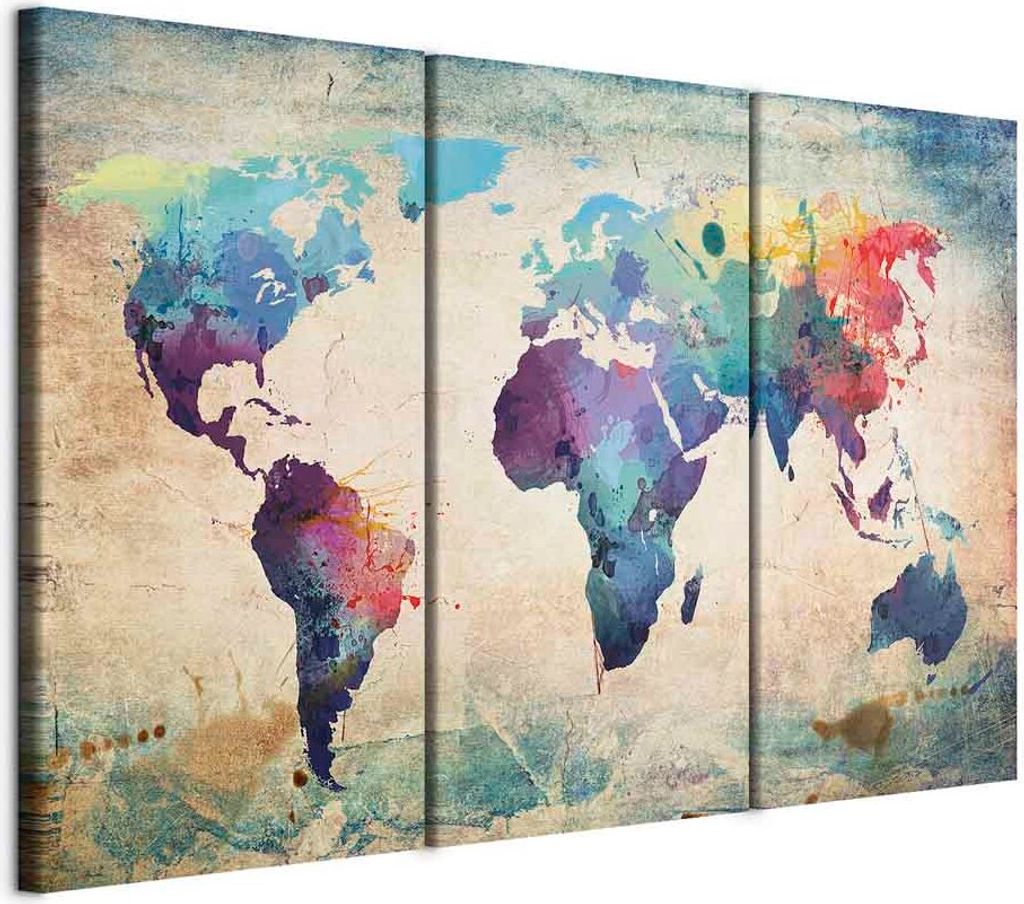 Vlies Leinwandbild - Rainbow Map (triptych) 120x80 cm Karten 020113-47