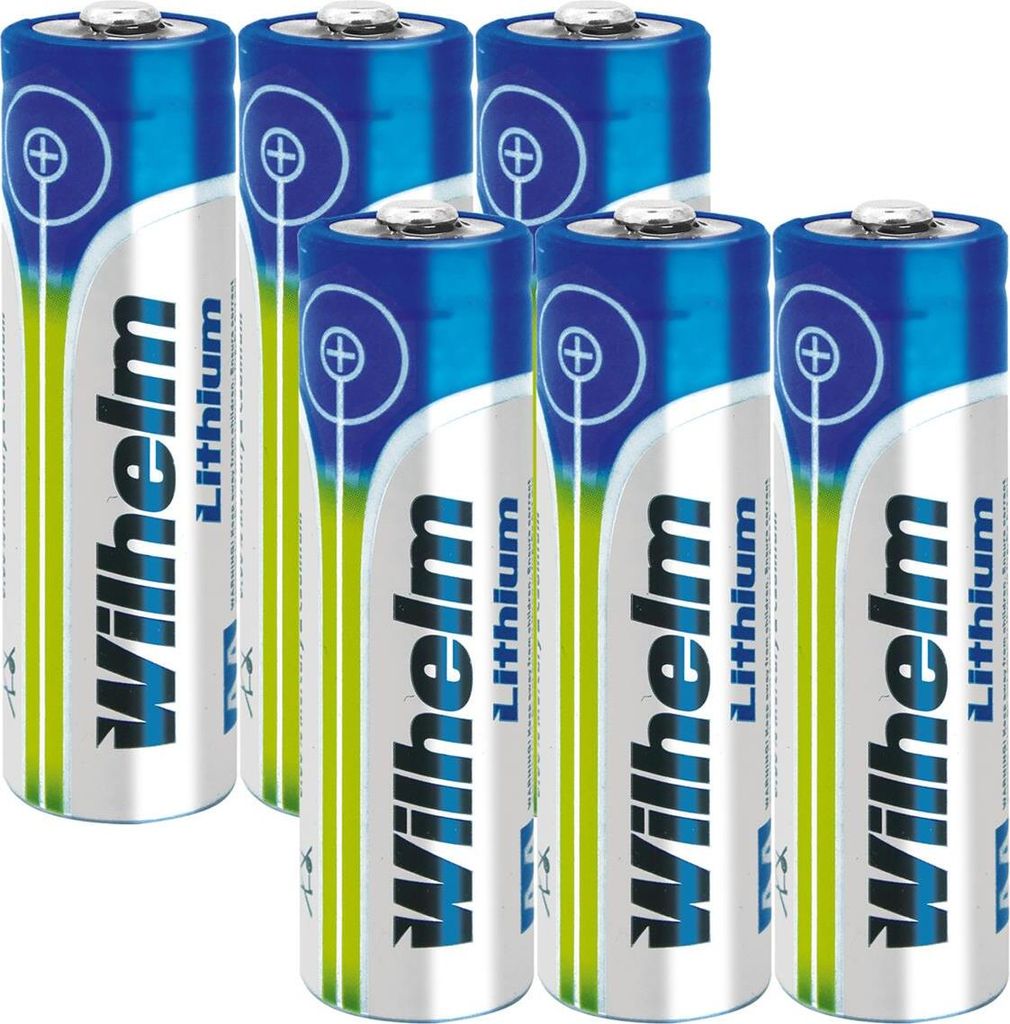 6 x Wilhelm Lithium AA Mignon Batterien LR6 1,5V Lithiumbatterie