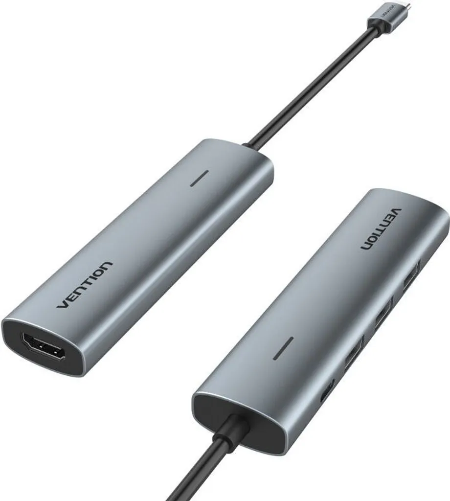 Hub USB-C Multidiffusion avec HDMI 4K et Charge PD en Aluminium Vention