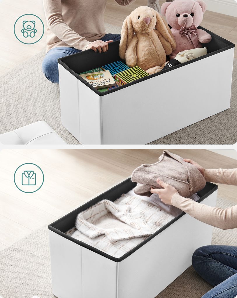 SONGMICS Sitztruhen faltbar 80L Stauraum 76x38x38cm bis 300 Produktbild 4