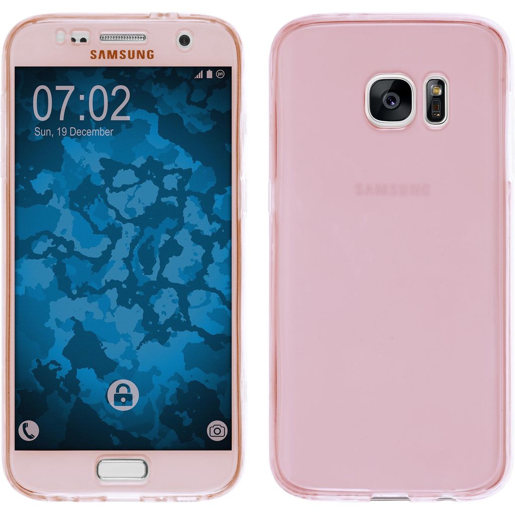 PhoneNatic Case kompatibel mit Samsung Galaxy S7 - rosa Silikon Hülle 360° Fullbody Cover