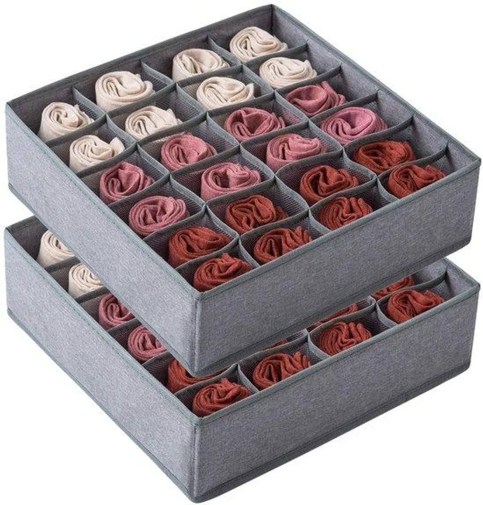 Boîte Sous-vêtements Anti-Désordre - Rangement 48 Cases avec Couvercle