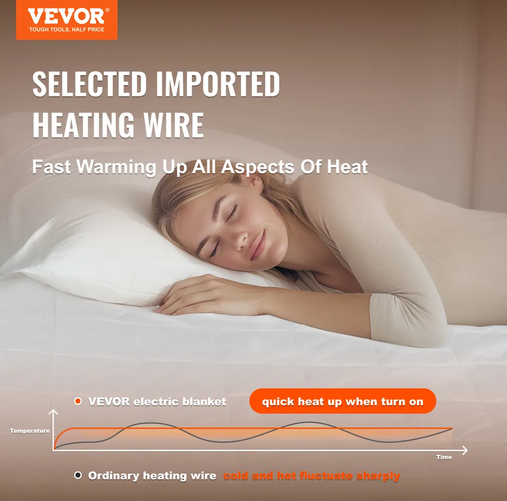 Couverture chauffante grand lit pour couples avec arrêt de sécurité auto