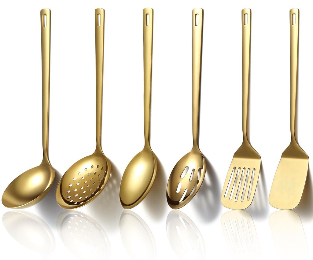 6-teiliges Küchenutensilien-Set, Kochgeschirr-Set aus titanbeschichtetem Edelstahl, hochwertiges Küchenspatel-Set, unverzichtbare Küchenhelfer