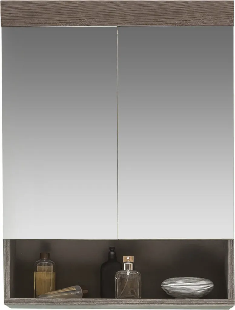 Meuble miroir mural contre le désordre, 2 portes, Argent Fumé 60cm