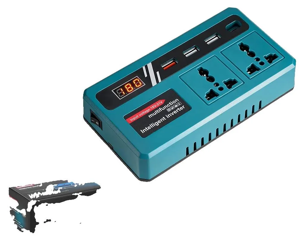 Convertisseur de Tension 300W Onduleur Portable 18V-21V vers 220V AC