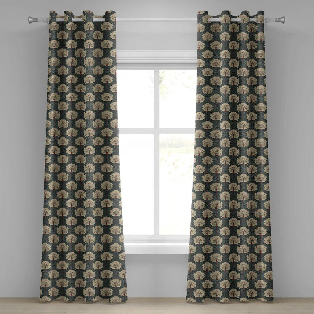 Tende Retro Art Nouveau Grigio e Vermiglio | Lavabili 280x245