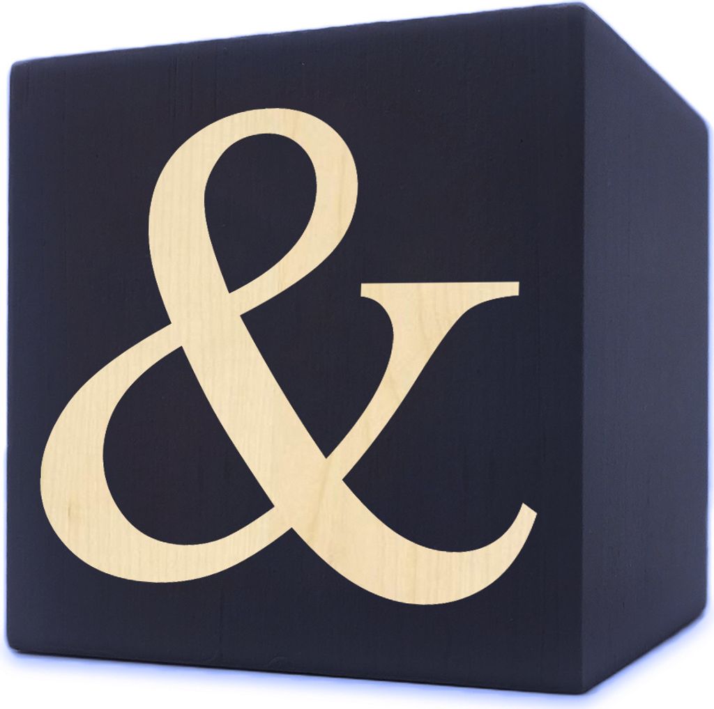 Holzbuchstabe Würfel, 5 x 5 cm, schwarz, Buchstabe &