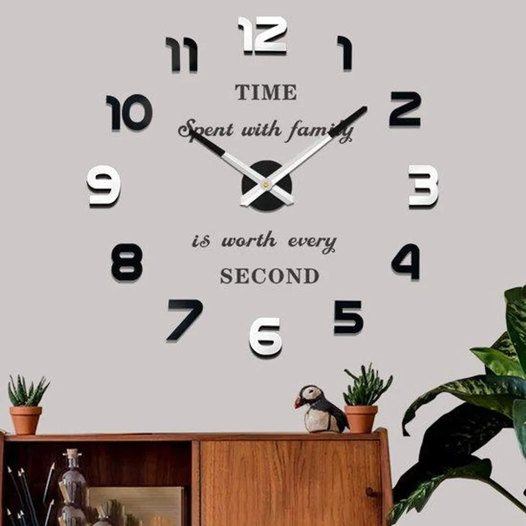 Horloge murale XXL silencieuse noire en métal pour une déco industrielle