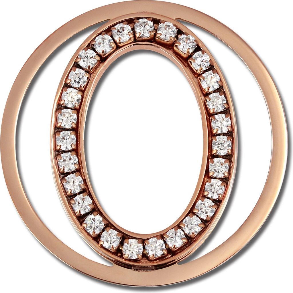 Amello Coins rose weiß 30 mm Zirkonia Edelstahl vergoldet Oval Damen ESC535EW