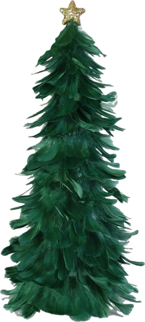Weihnachtsbaum aus Federn, Tischdekoration, handgefertigte Baumfigur mit Sternspitze, Feiertags-Mittelstück für Weihnachten, Neujahrsparty, Grün
