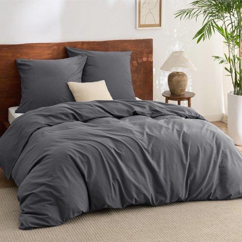 Unyqoos Stylish and Soft Baumwolle Bedding Set in Anthrazitgrau
