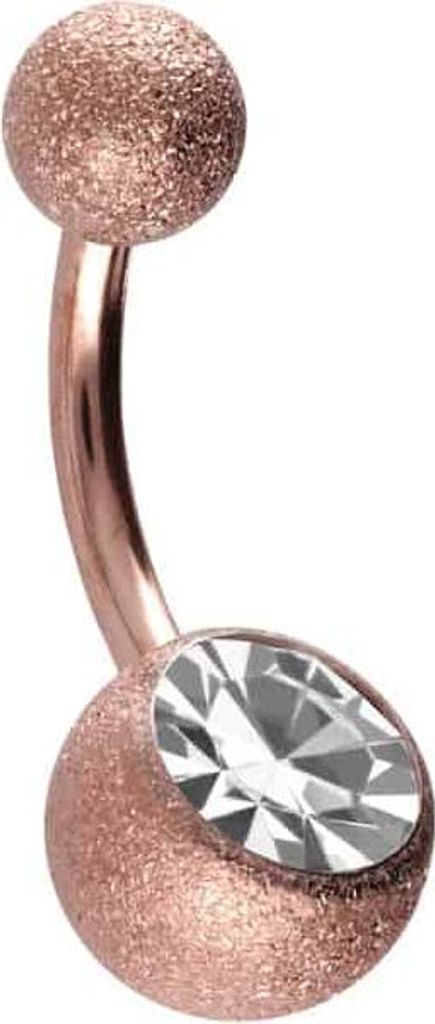 Bauchnabelpiercing Chirurgenstahl Bananabell DIAMANTOPTIK + KRISTALL RoséGold Stablänge: 8mm