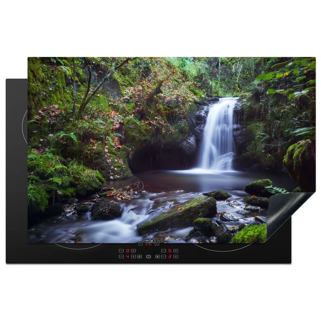 KitchenYeah Herdabdeckplatte Wasserfall - Natur - Wasser , 81x52cm, Küche Deko, Glaskeramikkochfeld Herdabdeckung, Abdeckplatte fùr Kochfeld