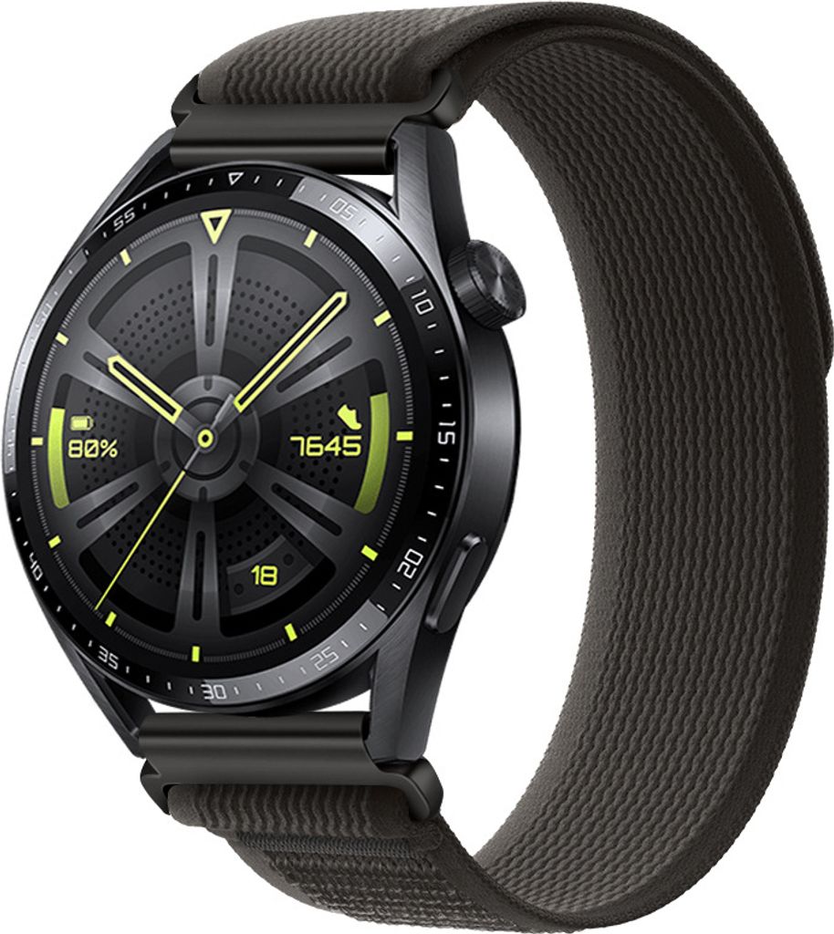 BStrap Velcro Nylon Armband für Huawei Watch GT3 42mm, black