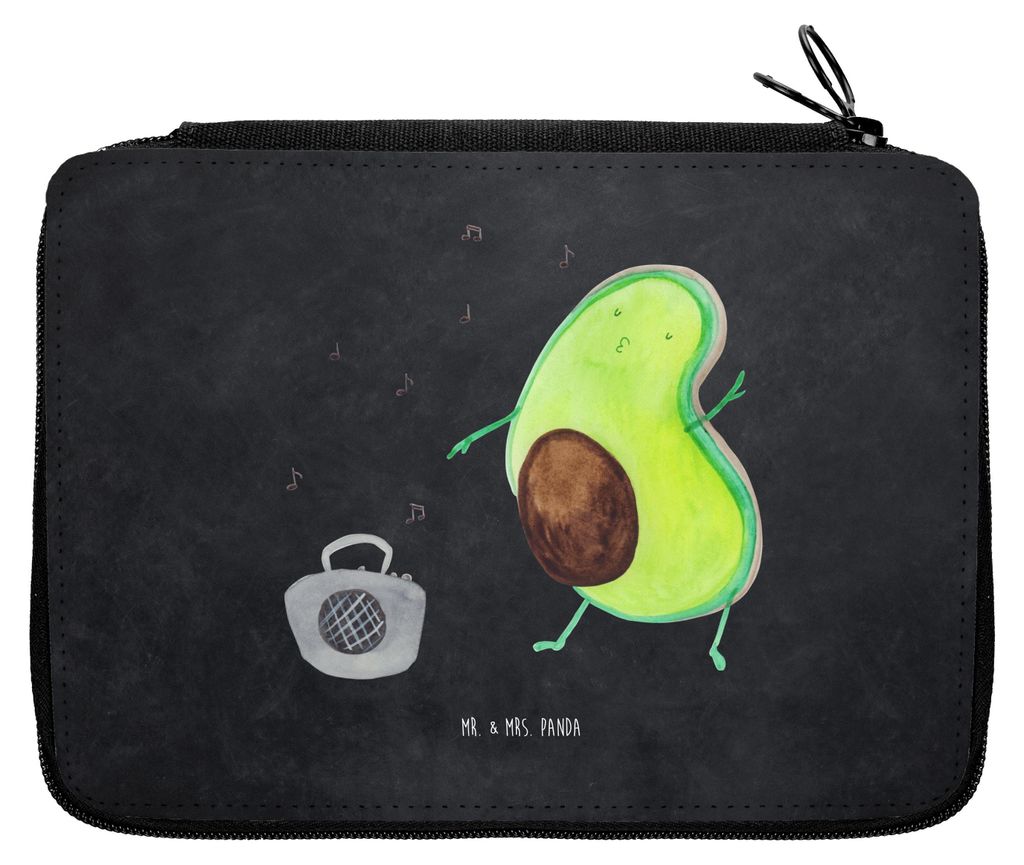 Mr. & Mrs. Panda Schlampermäppchen Avocado Tanzen - Kreidetafel - Geschenk, Fröhlich, Singen, Federtasche, Etui, Party, Bleistiftetui, Federmäpp...