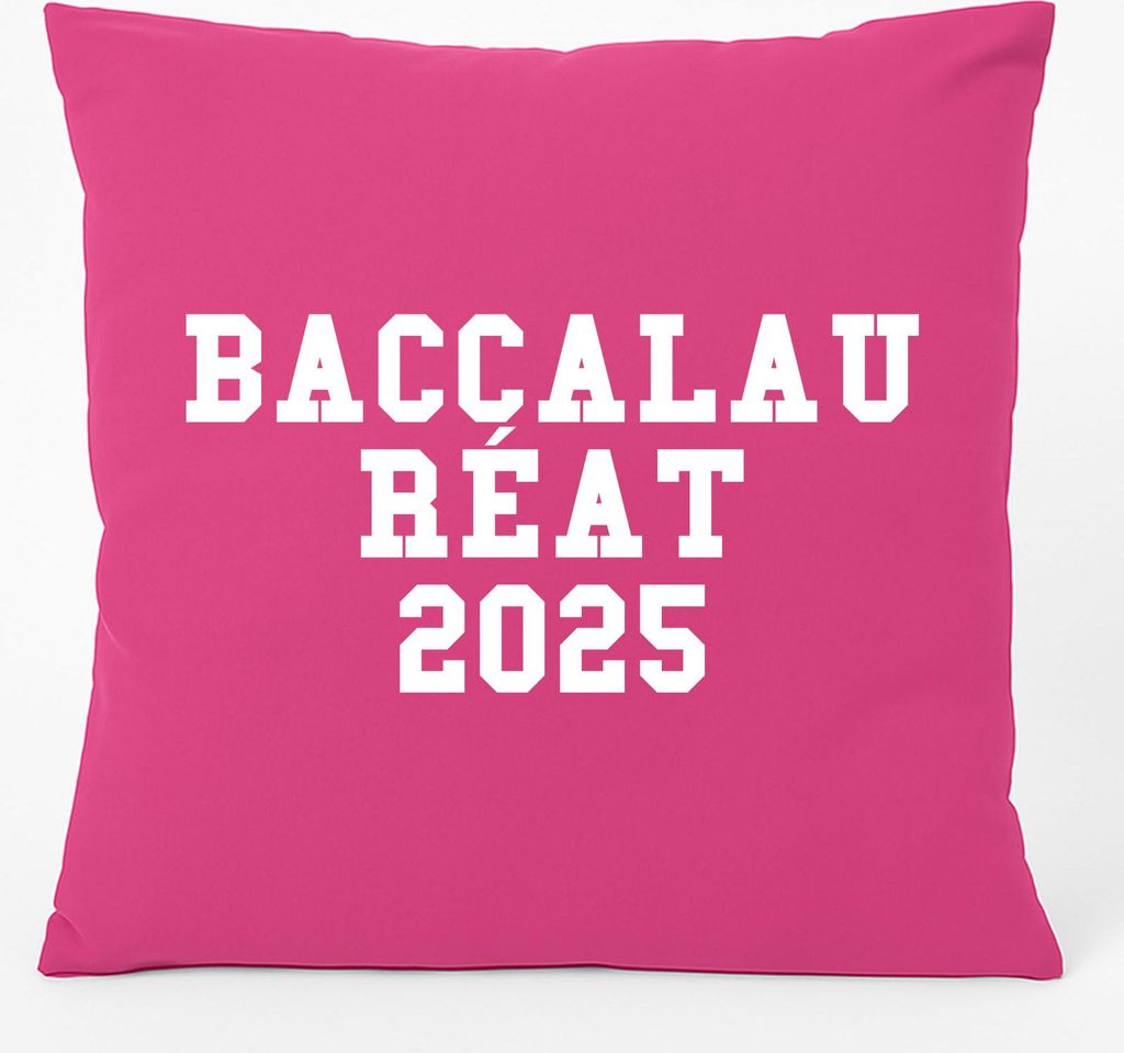Huuraa Kissen Baccalauréat 2025 Abschluss Frankreich 40x40cm mit Füllung Fuchsia Baumwolle Dekokissen Geschenkidee
