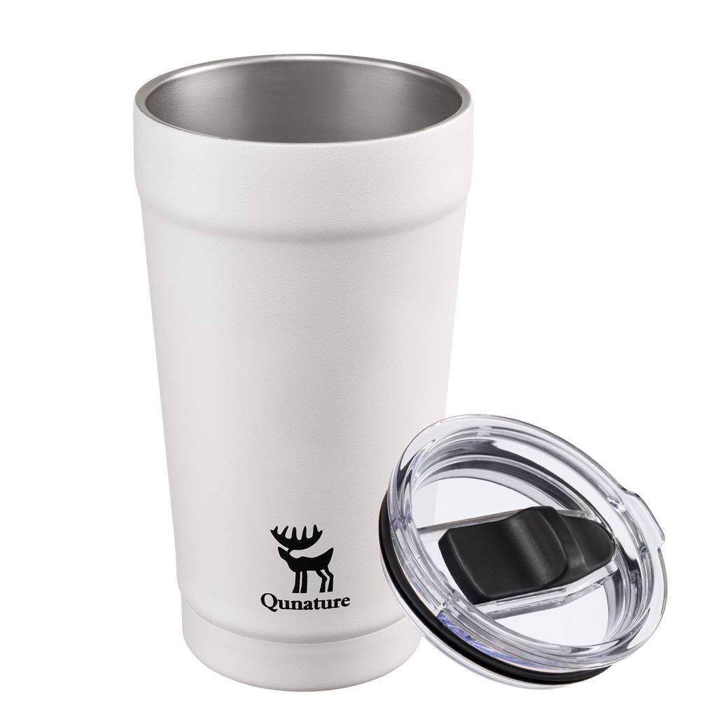 Qunature Edelstahl Kaffeebecher 480ml Thermobecher Isolierbecher Tee Becher, Weiß