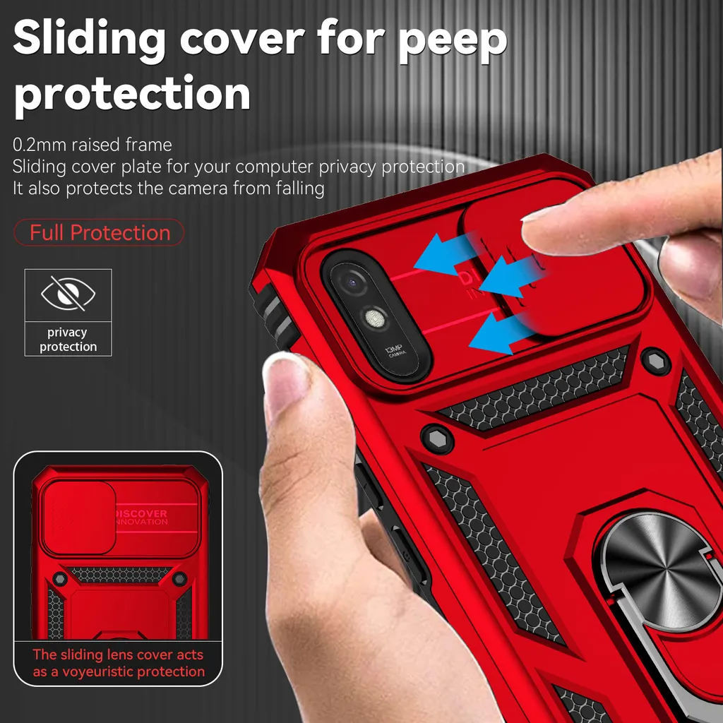 Custodia Rugged Xiaomi Redmi 9A Rossa Antiurto con Supporto Auto - 2