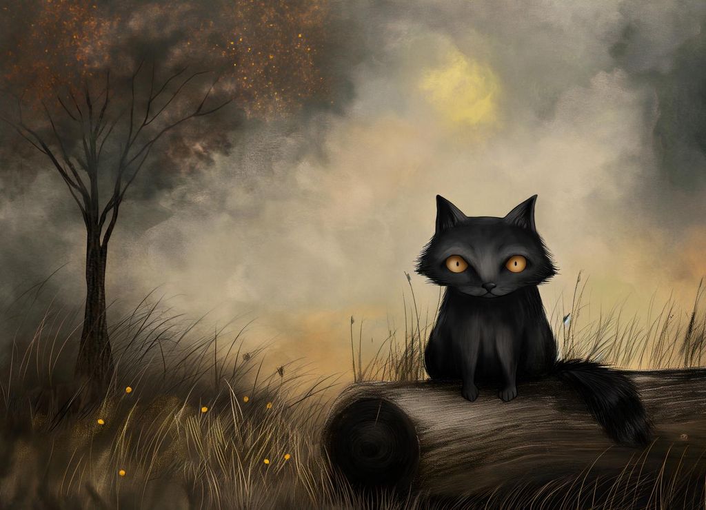 Plakat 18x13cm Schwarze Katze