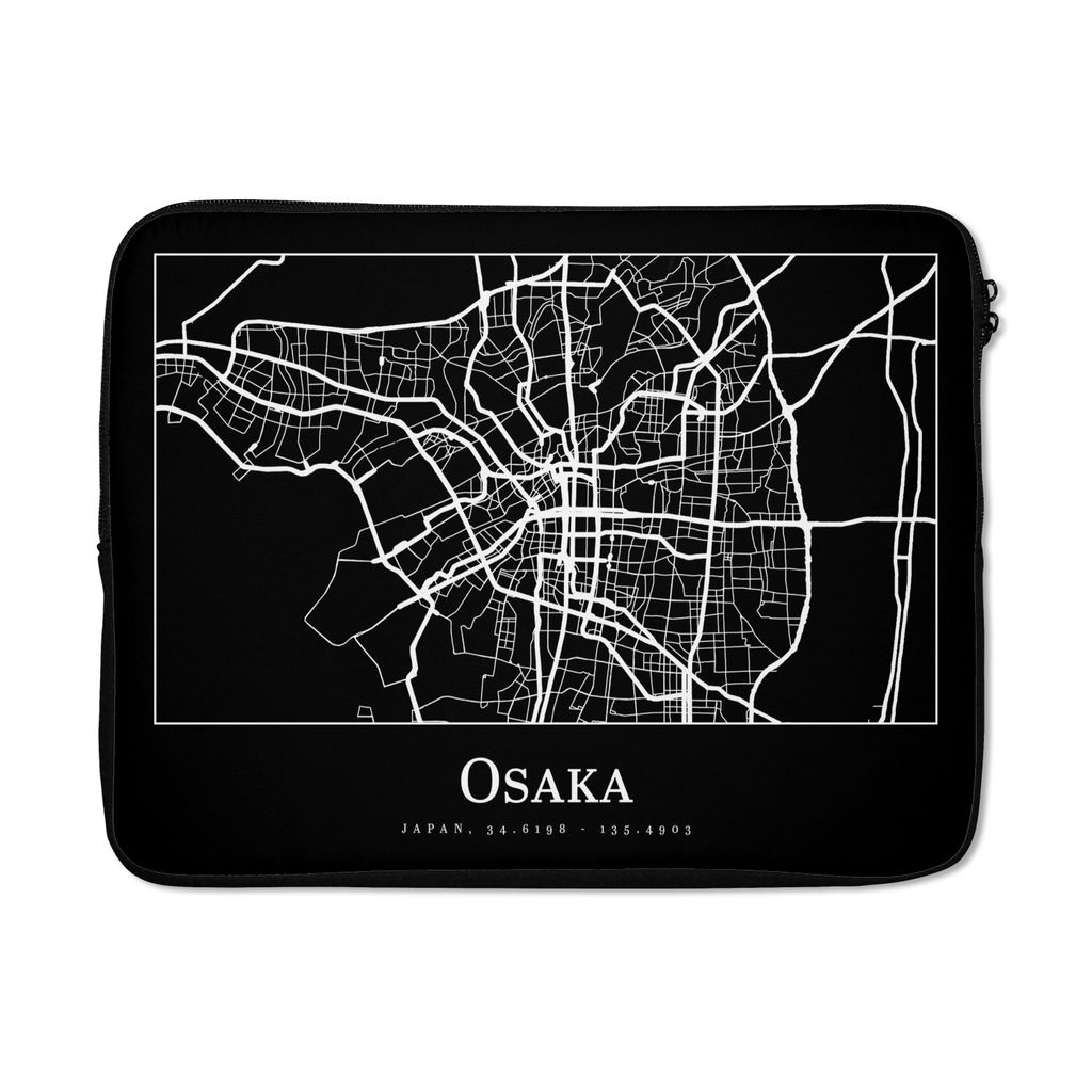 MuchoWow Laptop Hülle 17 Zoll Laptoptasche Karte - Osaka - Stadtplan - Zipper - Schutzabdeckung