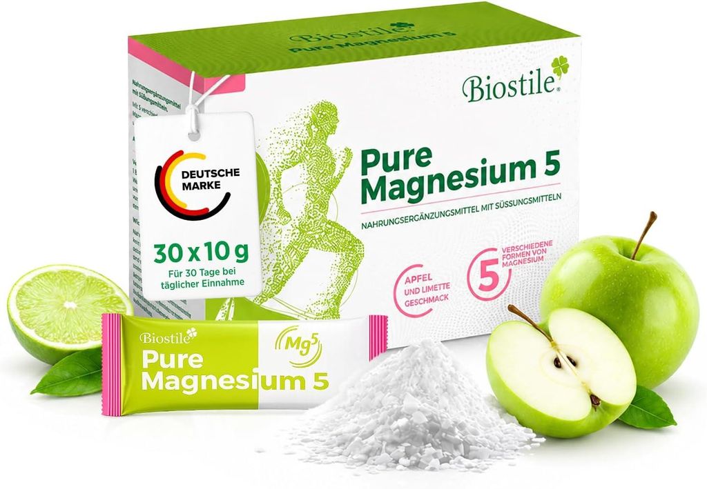 Biostile Pure Magnesium 5 – 30 Beutel für Energie, Produktbild 