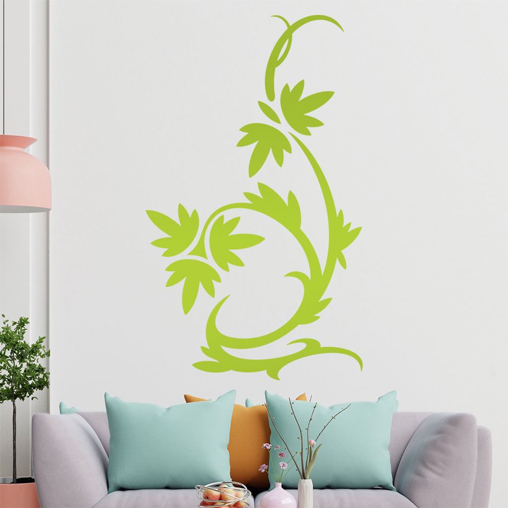 Blätter - Linien Wandtattoo in 6 Größen - Wandaufkleber Wall Sticker - Dekoration, Küche, Wohnzimmer, Schlafzimmer, Badezimmer