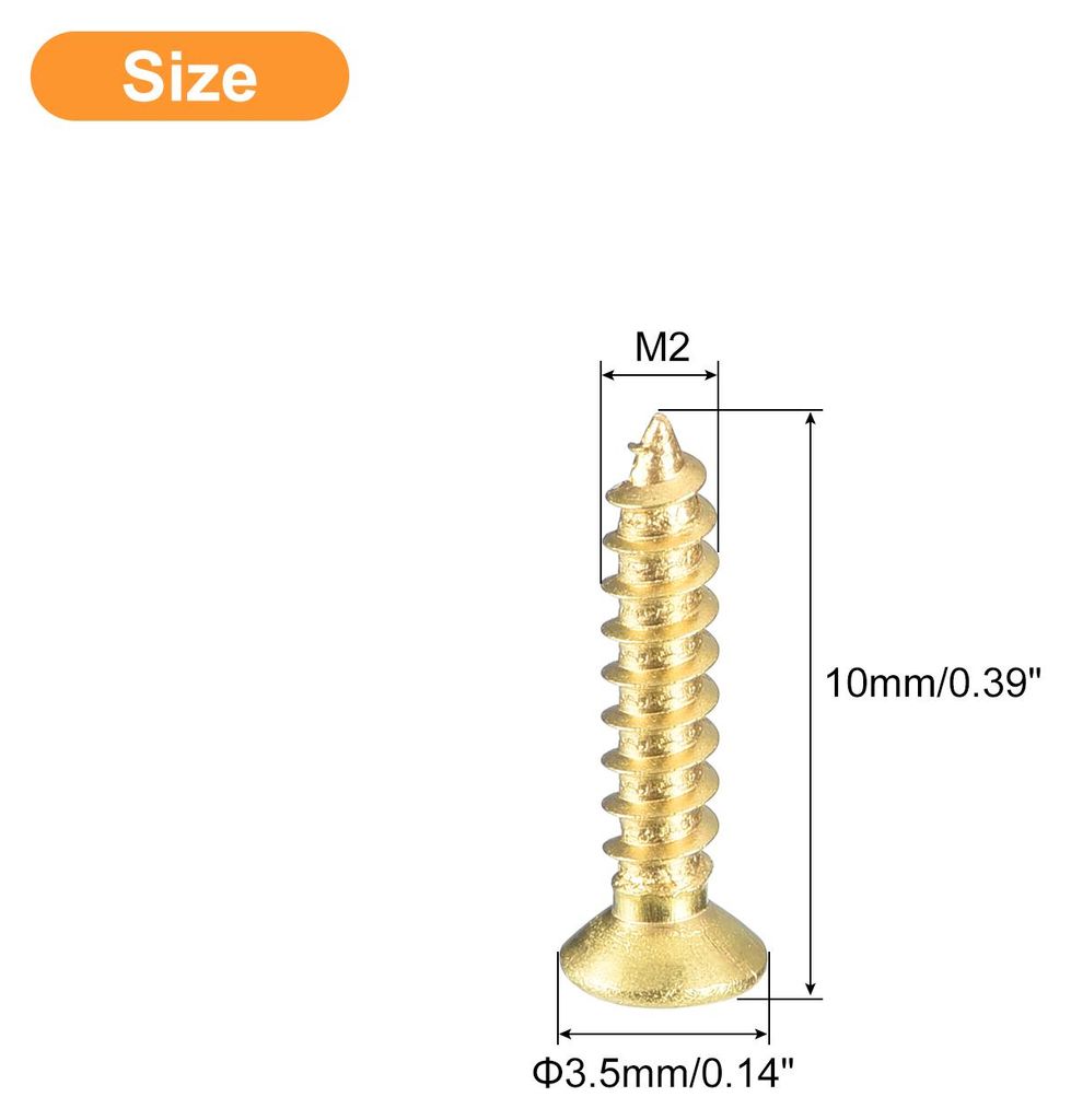 60 Stš¹ck Holzschrauben M2¡Á10 mm Kreuzkopf Senkkopfschrauben Farbe Messing Selbstschneidende Schrauben mit Senkkopf Senkkopfschrauben fš¹r B...