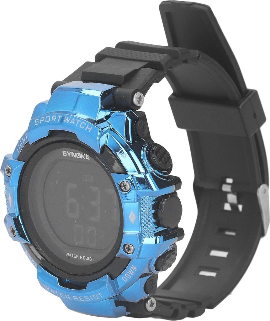 Sportuhr Digitaluhr Großer LED Bildschirm Hintergrundbeleuchtung 5bar Wasserdicht Datum Alarm Chronograph Armbanduhr für Männer Outdoor Blau