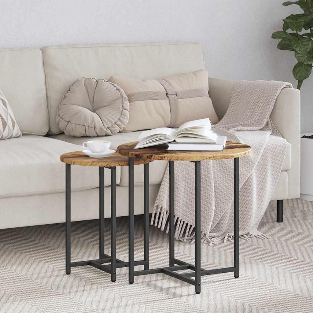 "2026 Promotion" Beistelltisch-Set - für Wohnzimmer/Büro - 2 pcs Altholz und Schwarz - Beistelltische CC32490