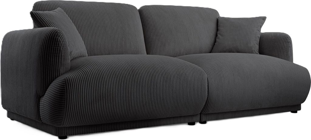 BETTSO Elegantes Zweisitzer-Sofa LOCCO mit bequemer Sitzfläche aus graphit Kordstoff