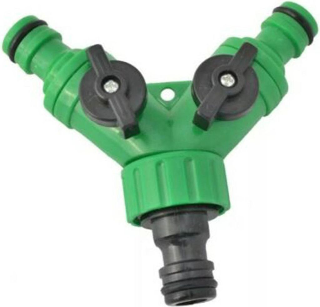 Wasserverteiler 3-Wege 1 Zulauf 2 Ausläufe Wasserhahn-Adapter für Waschmaschine und Garten DN15 DN20 Kunststoff