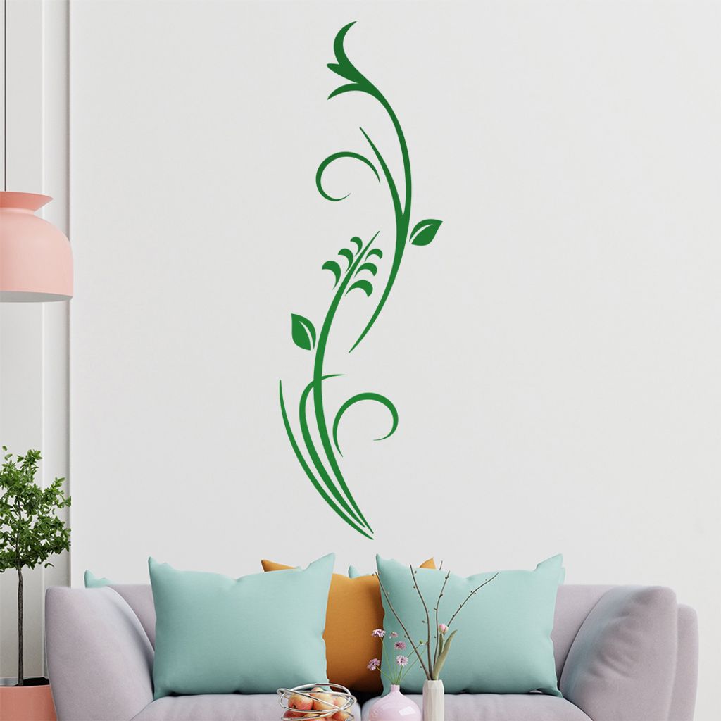 Pflanze - Ornamente - Natur Wandtattoo in 6 Größen - Wandaufkleber Wall Sticker - Dekoration, Küche, Wohnzimmer, Schlafzimmer, Badezimmer