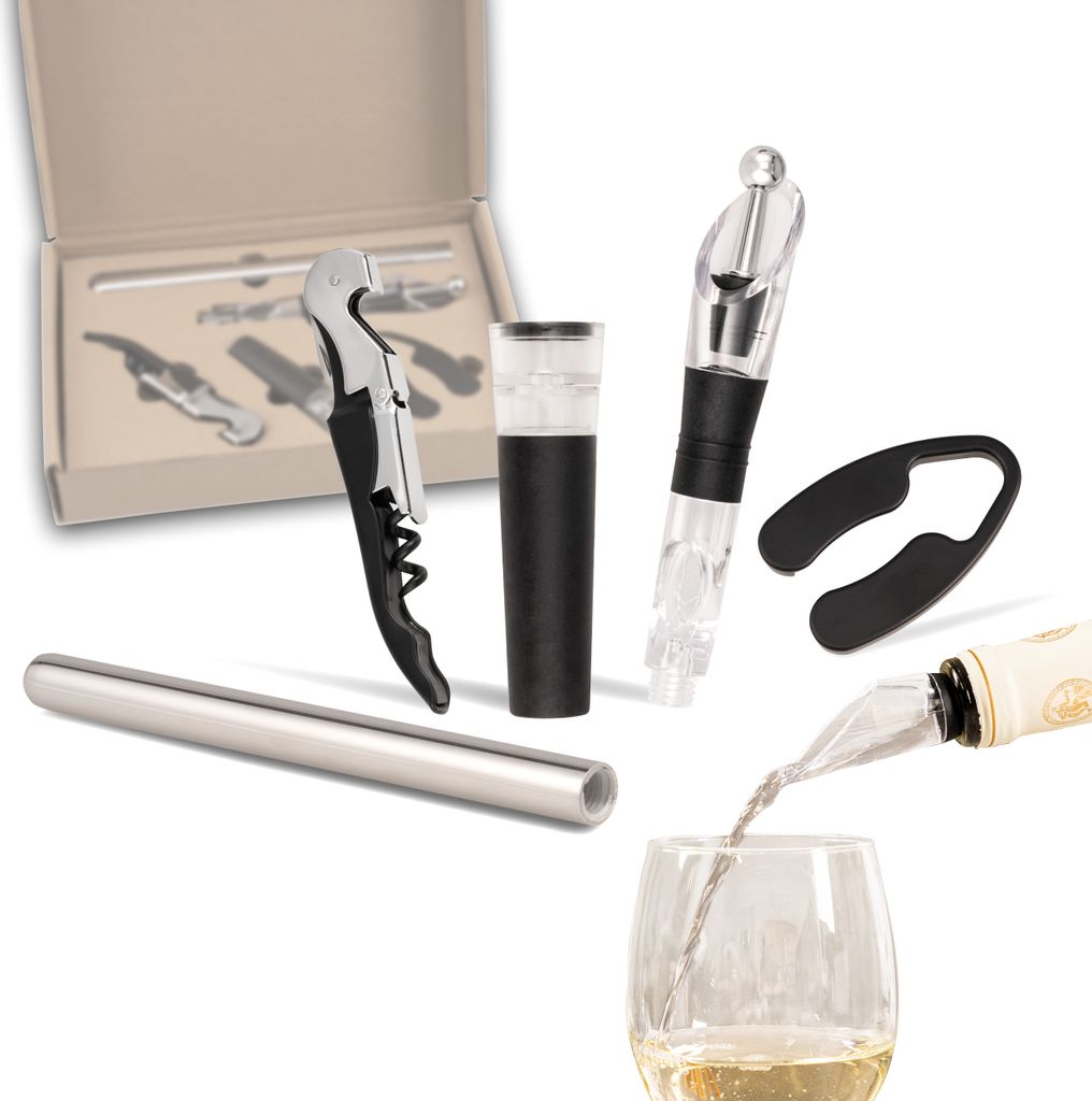 bremermann Wein-Set 5-tlg, Geschenk-Set für Weißwein, Sommelier-Set