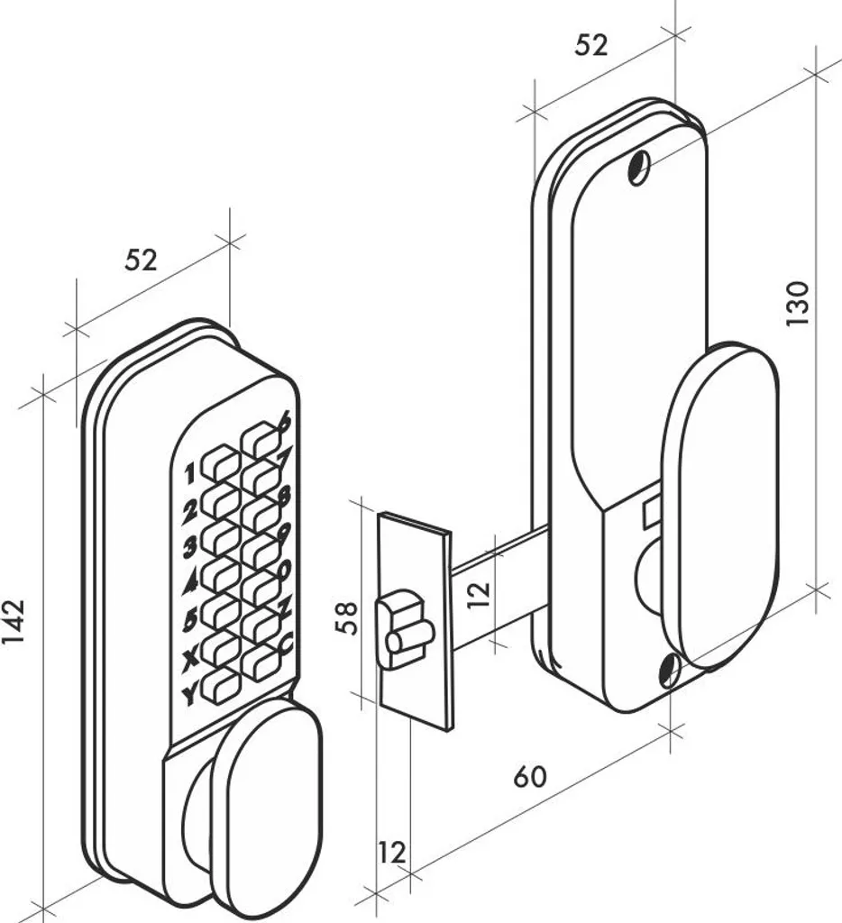 Serrure à code mécanique encastrable pour porte de bureau et réserve - 2