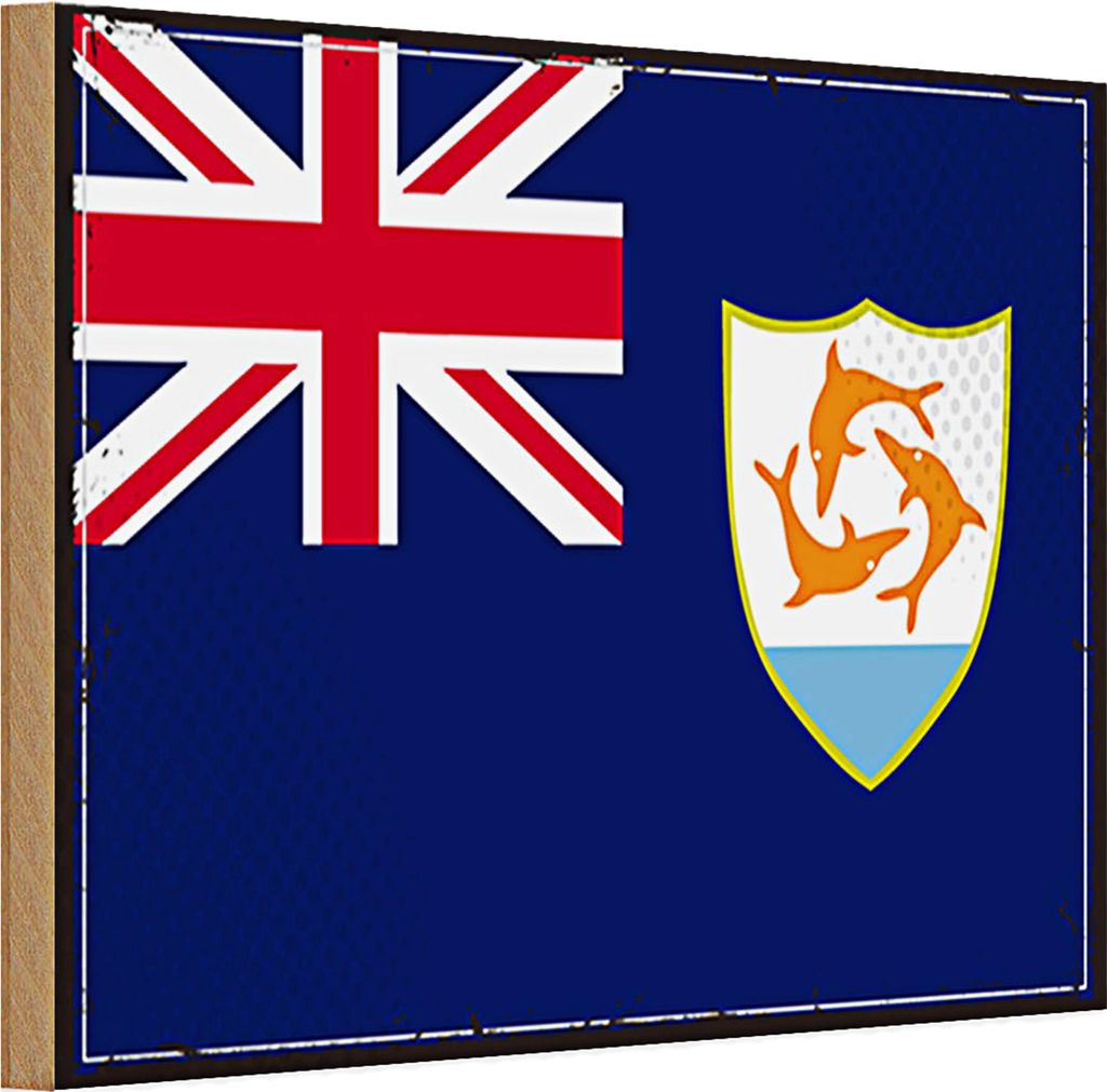 Holzschild Flagge Anguilla 30x20cm Retro Flag of Anguilla
