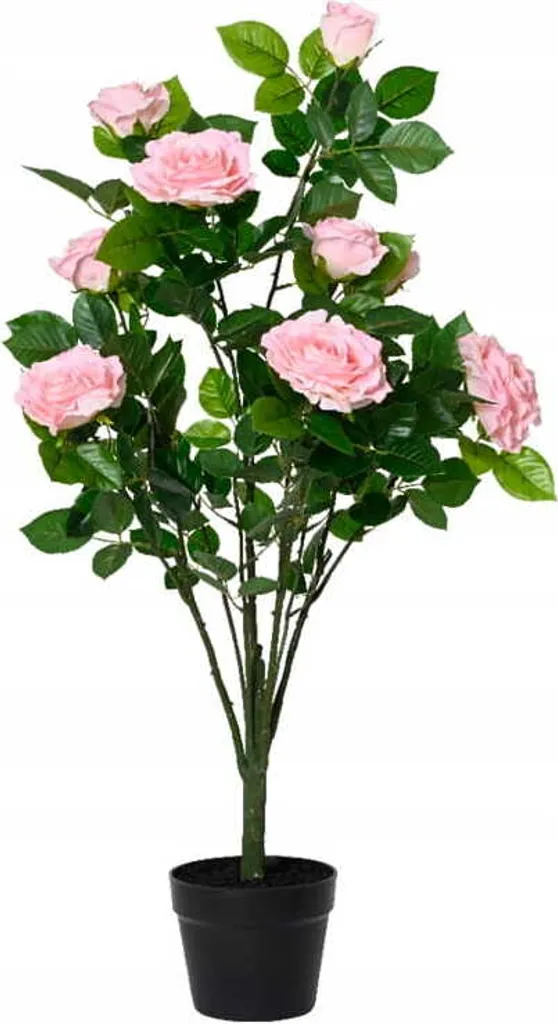 Rosa Decorativa In Vaso Di Plastica 16 Cm: Fiore Finto Realistico Per Tavolo, Regalo, Colore Rosa/Giallo