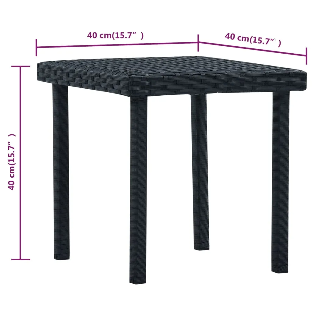 Table basse de jardin carrée noire en rotin synthétique - 40x40 cm