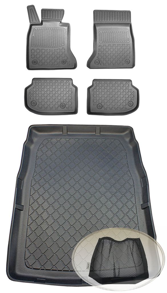 SET Kofferraumwanne Gummifußmatten für BMW 5er Diesel F10 Vor-Facelift Limousine Stufenheck 4-türer 2010-2013 nicht für xdrive geeignet, Sitzsc...