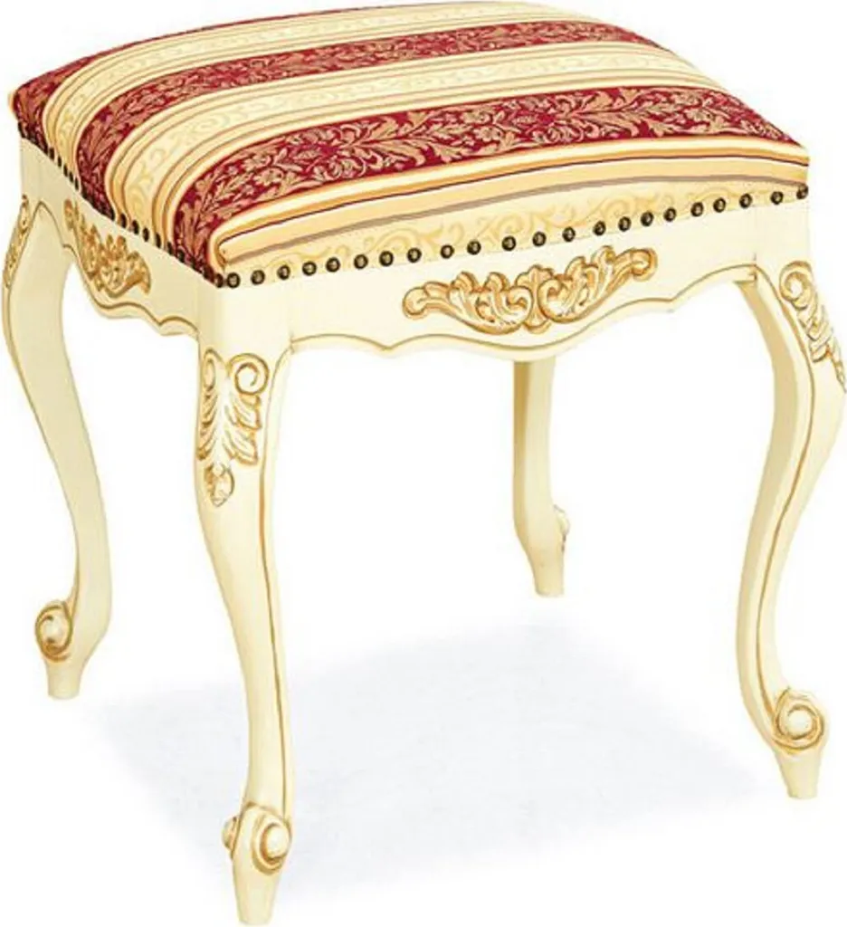 Tabouret Baroque Casa Padrino Luxe Crème et Rouge - Mobilier fait main