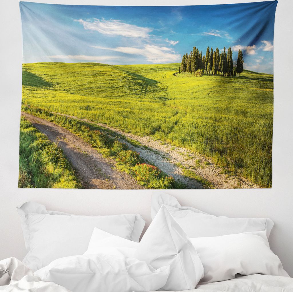 ABAKUHAUS Frühling Wandteppich, Toskana Wild anzeigen aus Weiches Mikrofaser Stoff Waschbar ohne Verblassen Digitaldruck, 150 x 110 cm, Farngrün ...