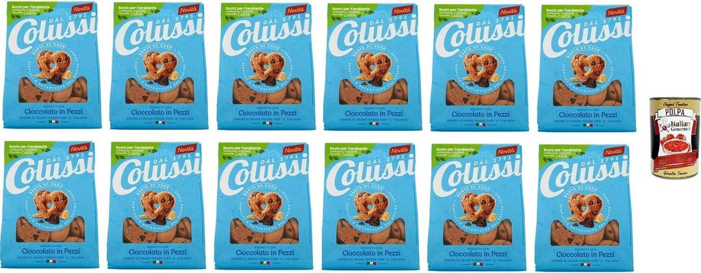 12x Colussi Kekse mit Schokolade in Stücken 500 g + Italian Gourmet polpa 400g