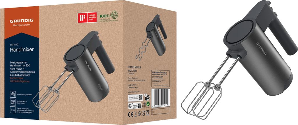 Grundig Delisia Novus HM 7140, Handmixer, Schwarz, Produktbild 