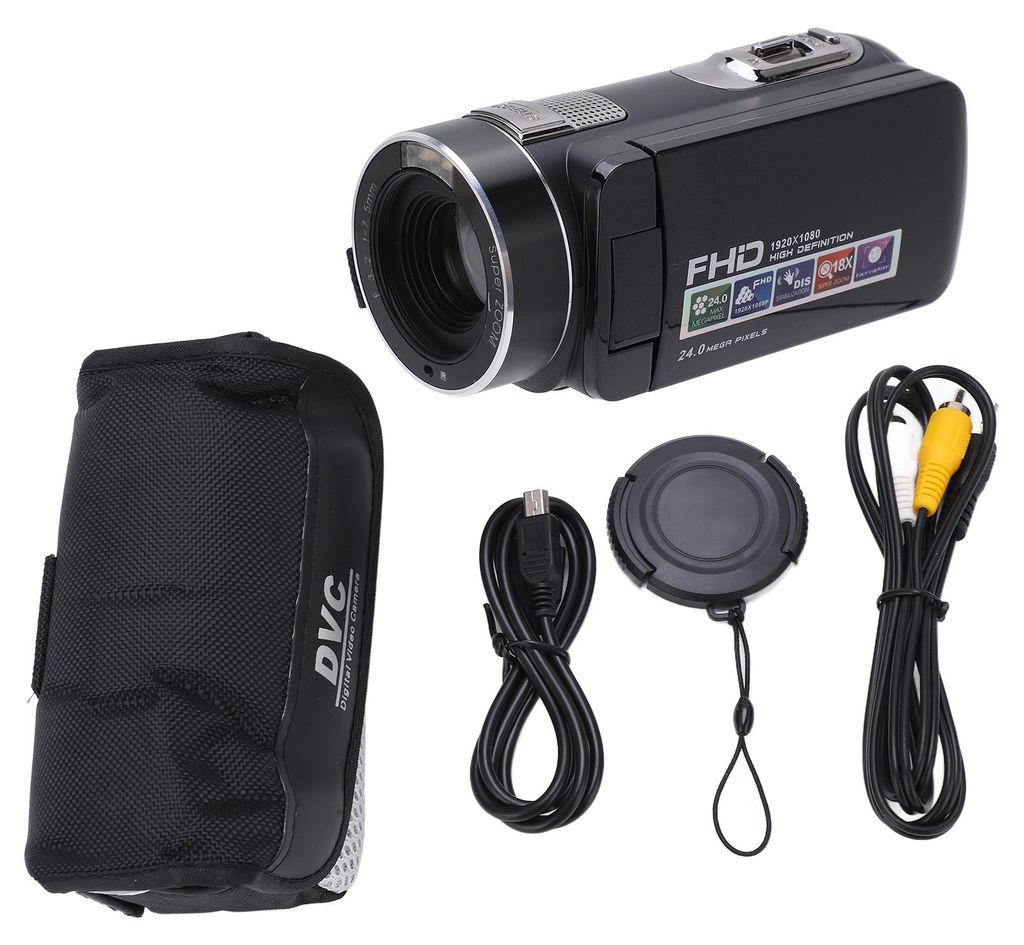 Videokamera, Camcorder, Full HD 1080p, 24 MP, 270°-Drehung, 2,7-Zoll-LCD-Bildschirm, 18-facher Zoom, digitale Camcorder