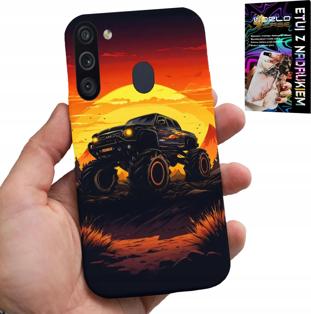 Cover Samsung A21 Disegni Camion + Pellicola Vetro Temperato Gratis